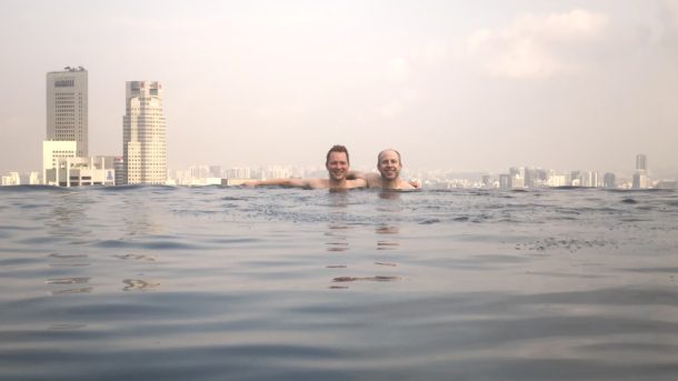 Enjoying the high life in Singapore like in Crazy Rich Asians at the Marina Bay Sands.