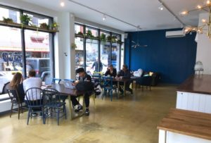 Inside the busy cafe, The Granddaddy in the lower east side.
