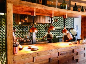 Kitchen at La Bruma's on-site restaurant.